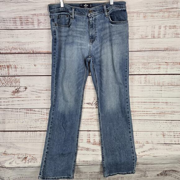 Hollister Jeans Mens Sz 36 Blue Straight Leg Epic Flex Denim Classic Comfort Fit - Picture 1 of 14